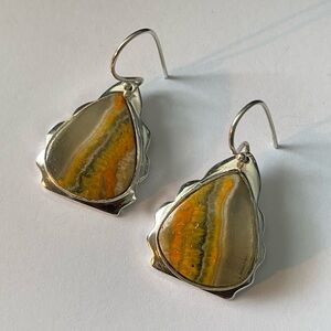 Bumble Bee Jasper Gemstone 925 Sterling Silver Earrings